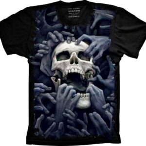 Camiseta Skull Caveira Mãos Hands S-184