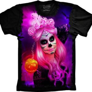 Camiseta Skull Caveira Pumpkin Mexicana S-218