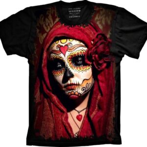 Camiseta Skull Caveira Mexicana Mulher Tribo S-289